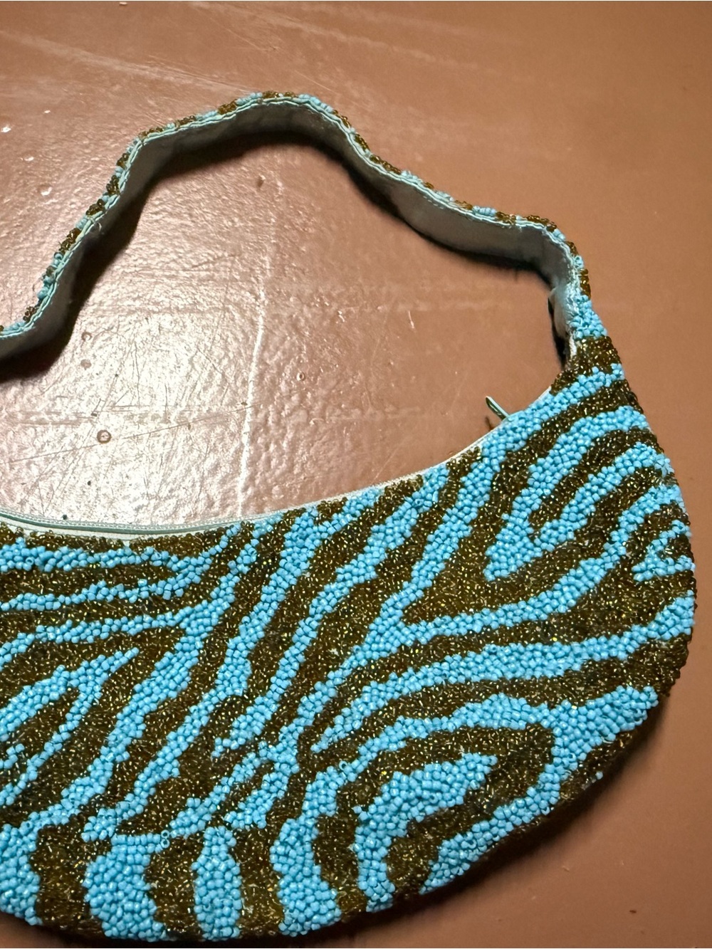 Moyna Beaded Mini Shoulder Bag in Turquoise and Olive